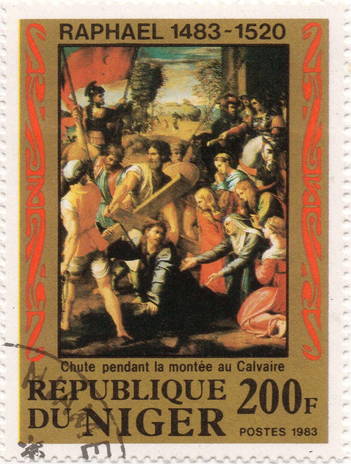 nft #5 Christ Falling on the Way to Calvary Raphael 1483 - 1520 Republic of Niger 200 f. postes 1983